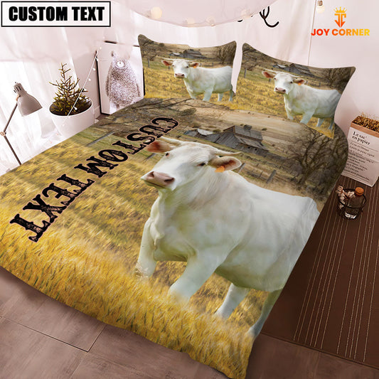 Uni Personalized Name Charolais Cattle On The Farm 3D Bedding Set