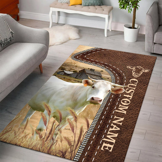 Uni Charolais Farming Personalized Name 3D Rug
