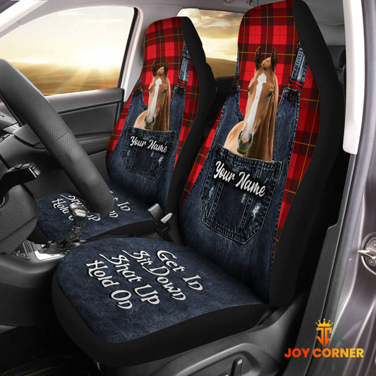 Uni Customized Name Horse Jean Overalls Pattern Car Seat Covers (2Pcs)