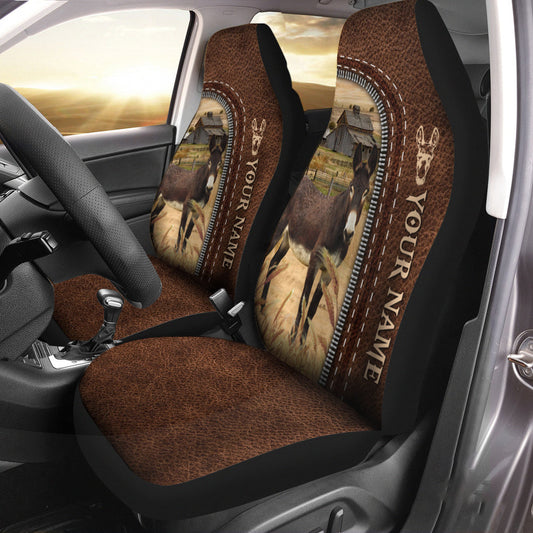 Uni Mule Personalized Name Leather Pattern Car Seat Covers Universal Fit (2Pcs)
