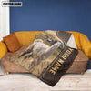 Uni Personalized Name Llama Leather Pattern Blanket