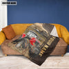 Uni Personalized Name Red Tractor Leather Pattern Blanket