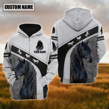 Uni Custom Name Friesian Horse Lovers 3D Hoodie
