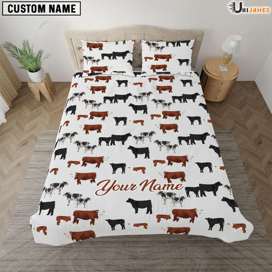 Uni Cattle Breed Pattern Custom Name Bedding Set