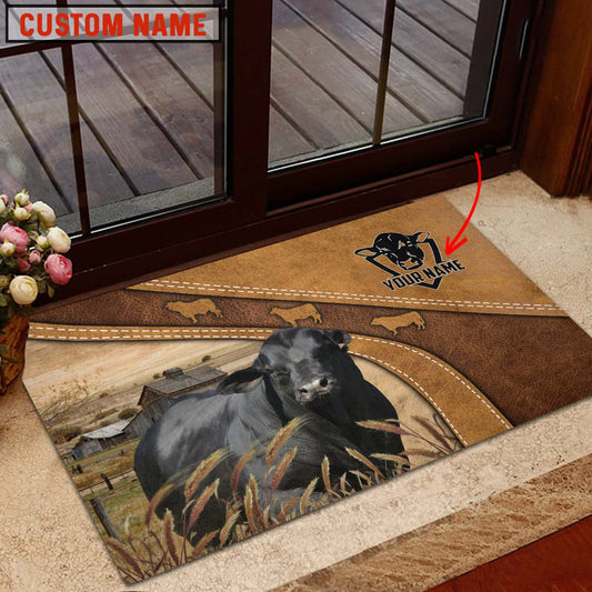 Uni Brangus Personalized - Welcome Brown Doormat