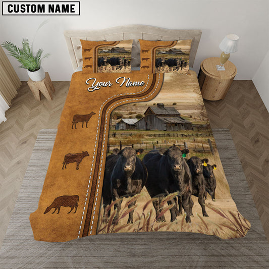 Uni Black Angus On The Farm Personalized Name Bedding Set