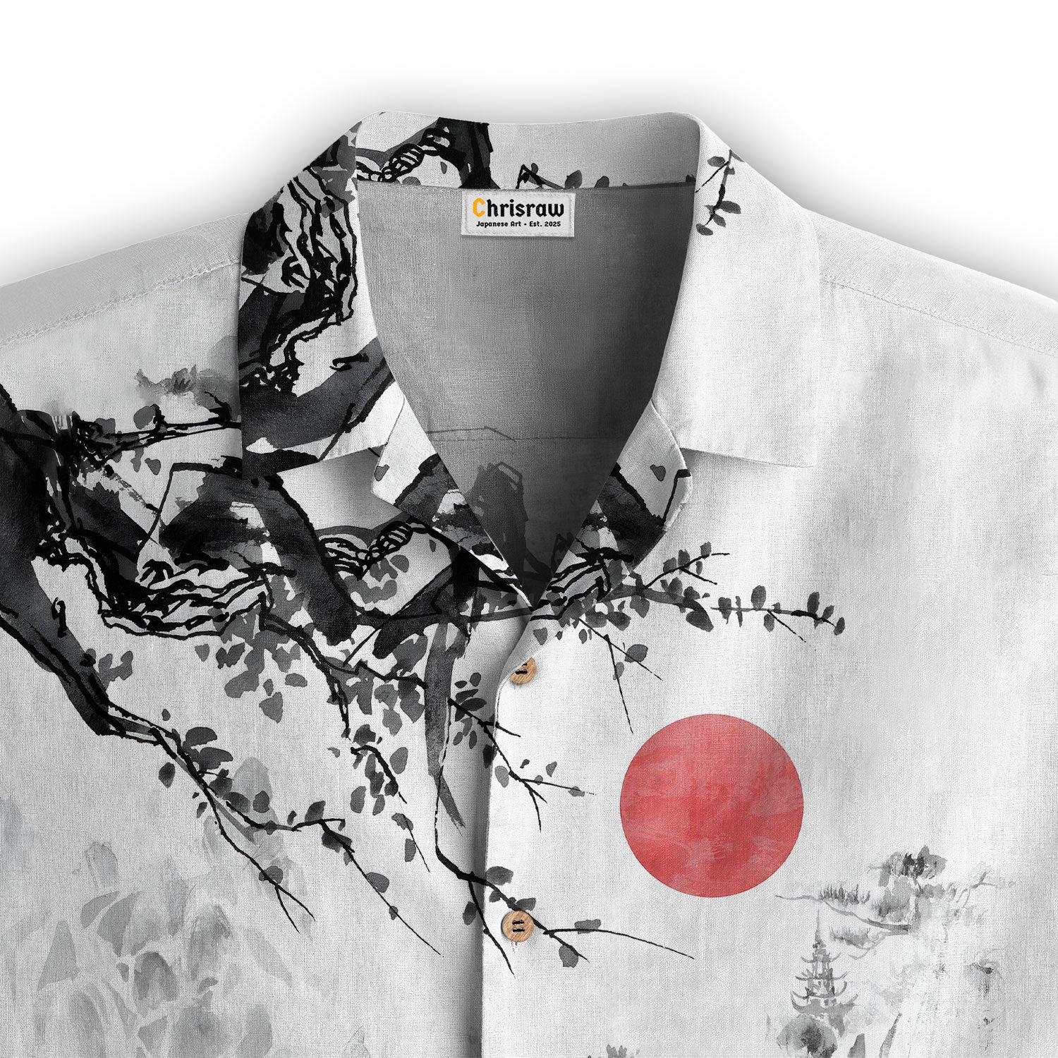 Misty Mountain Landscape Ink Hawaiian Shirt