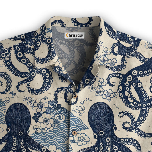 Blue Ocean Octopus Hawaiian Shirt