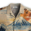 Cat Looking At The Great Wave Hawaiian Shirt
