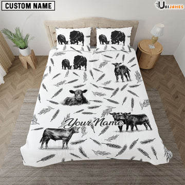 Uni Black Angus Pattern Custom Name Bedding Set