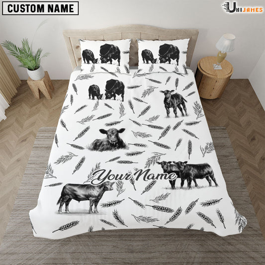 Uni Black Angus Pattern Custom Name Bedding Set