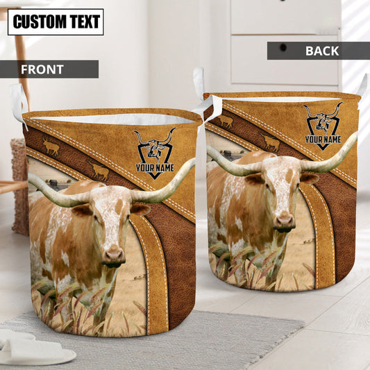 Uni Texas Longhorn Cattle Brown Custom Name Basket