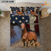 Uni Horse America Customized Name 3D Bedding Set