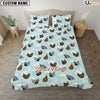 Uni Chicken Light Blue Custom Name Bedding Set