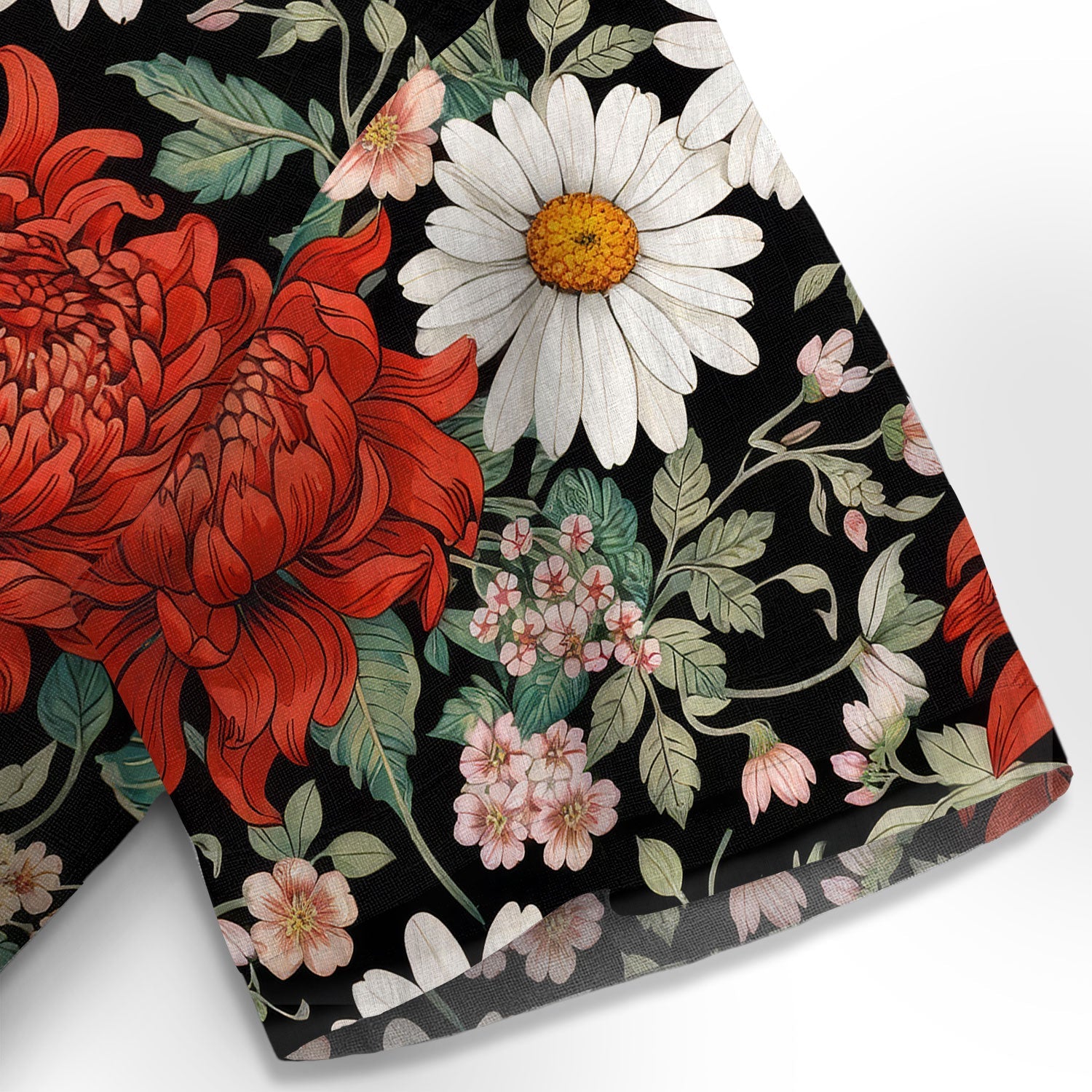 Crimson Daisy Hawaiian Shirt