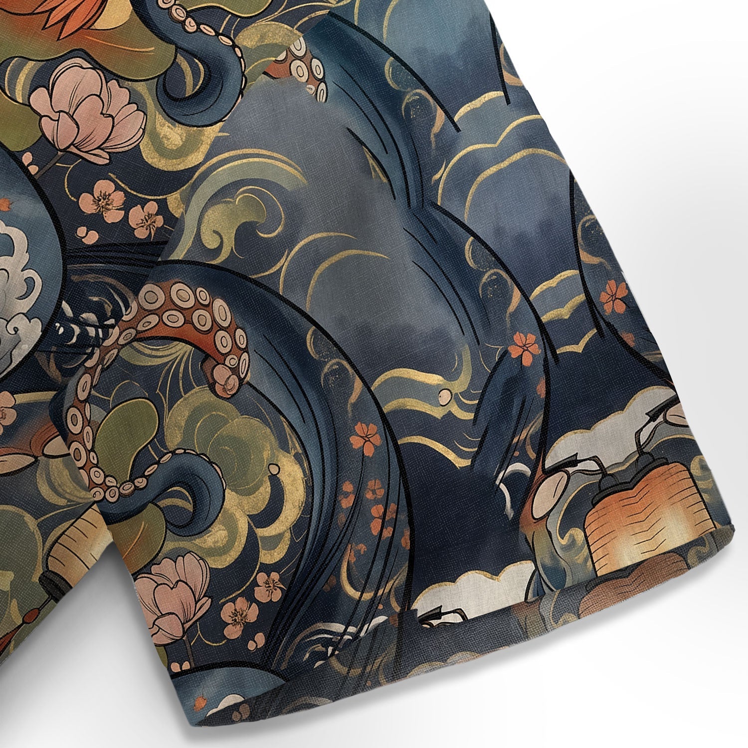 Octopus with Flowers and Clouds Hawaiian Shirt