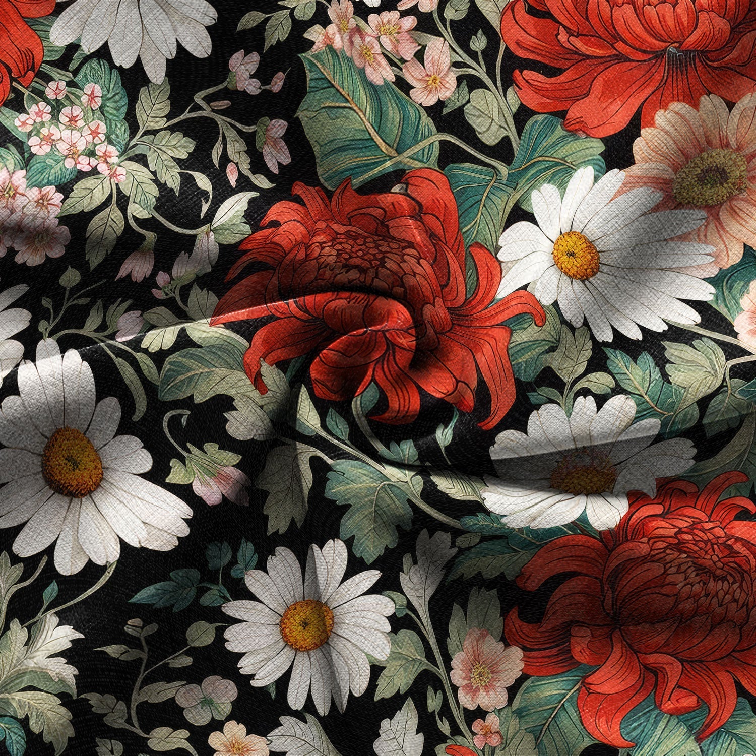 Crimson Daisy Hawaiian Shirt