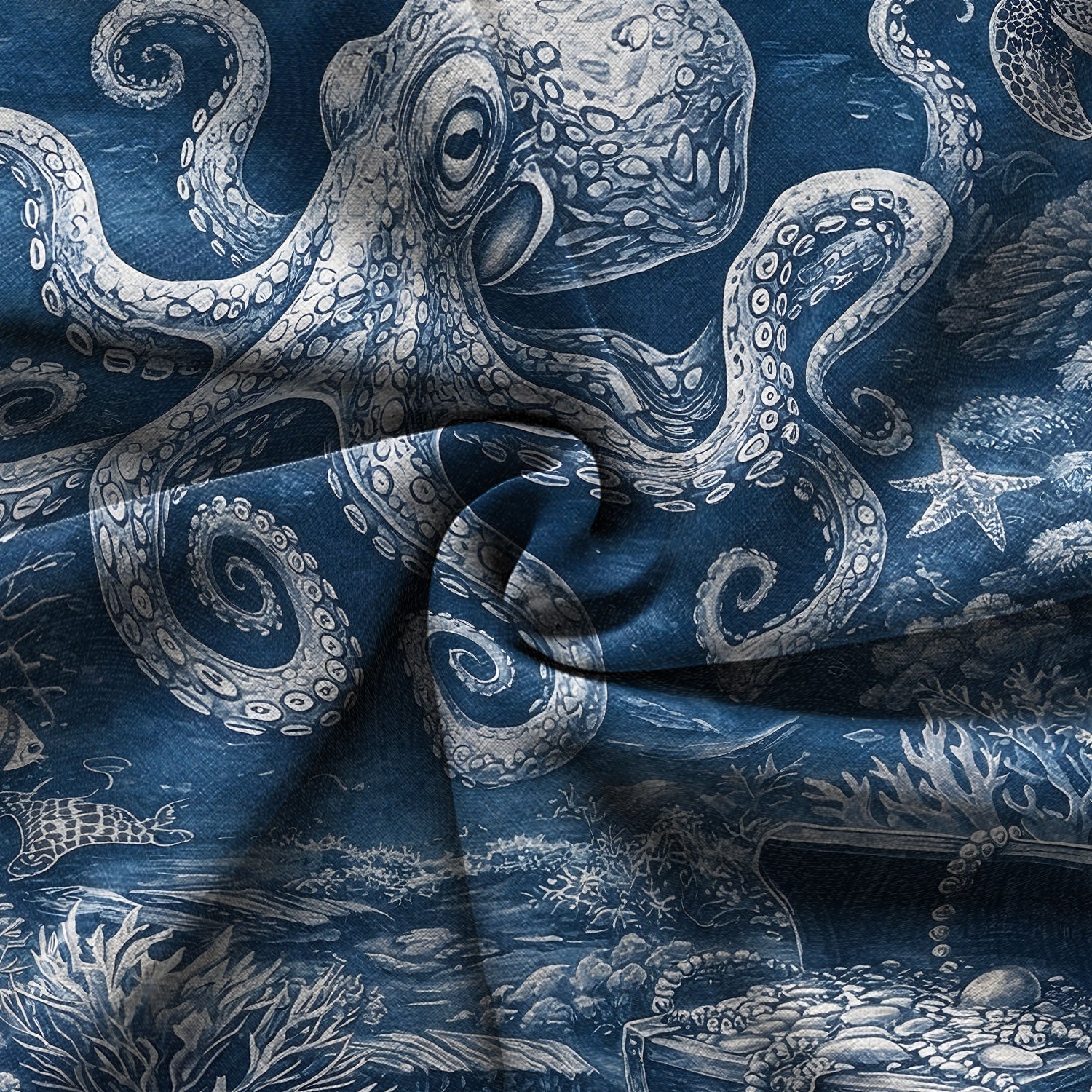 Blue Ocean Octopus Hawaiian Shirt
