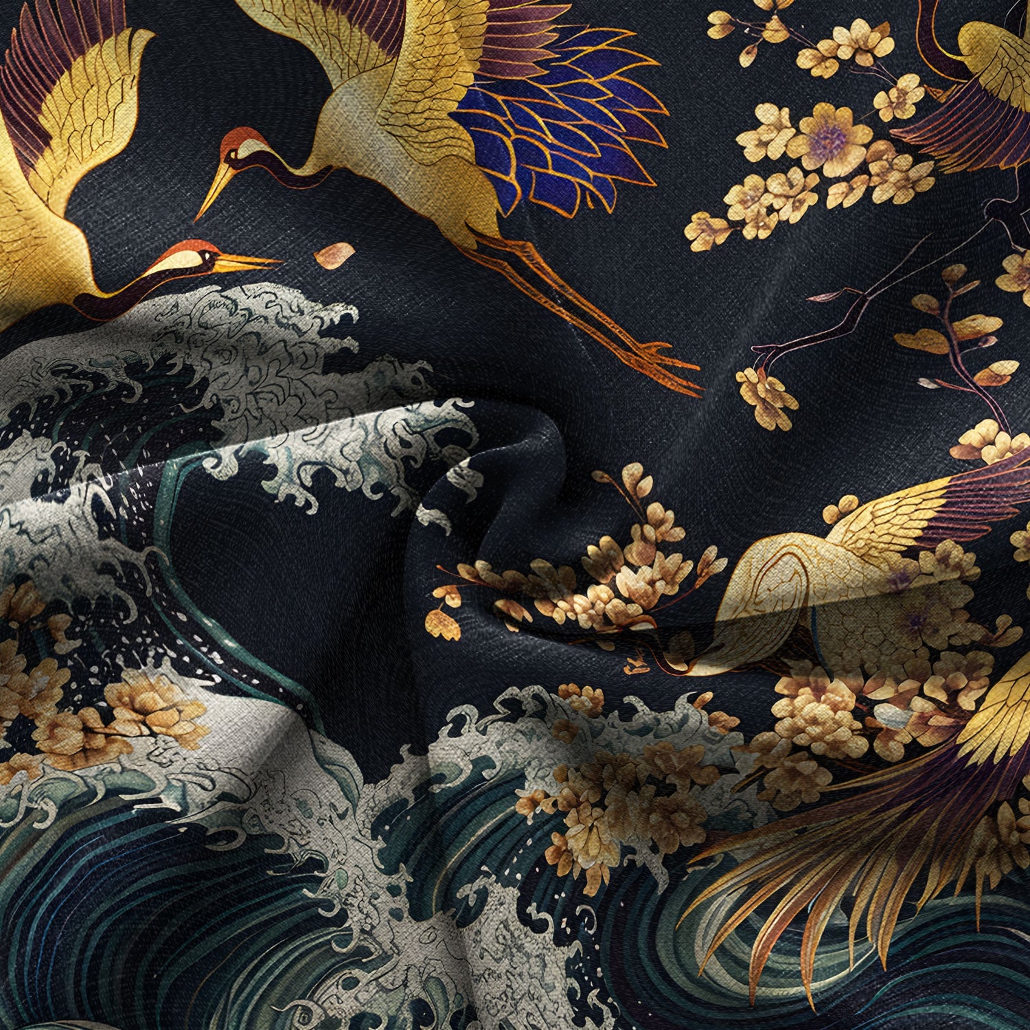 Cranes Dancing On The Waves Hawaiian Shirt