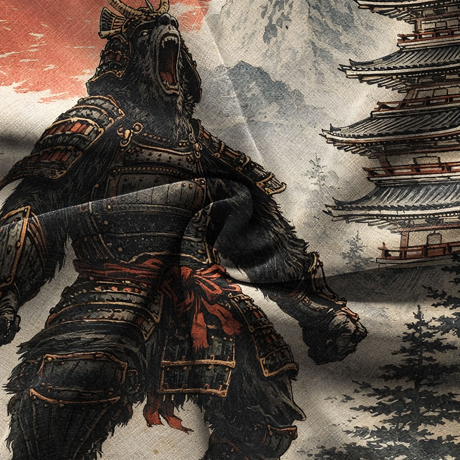 Japanese Samurai Bigfoot Hawaiian Shirt