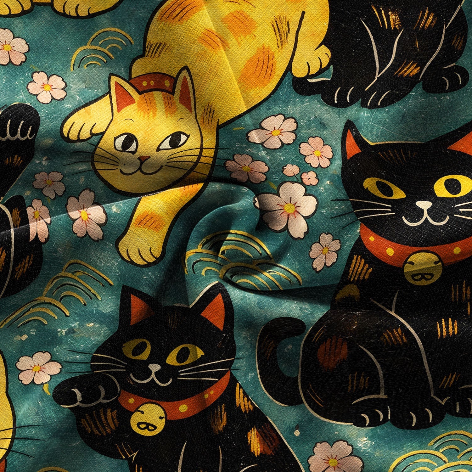 Yellow Cat And Black Cat Hawaiian Shirt