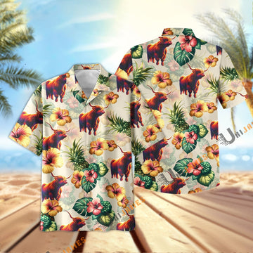 Uni Highland Hibiscus Pineapple Hawaiian Shirt