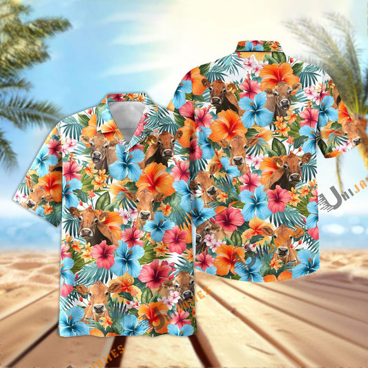 Uni Jersey Blue Colorful Summer Pattern Hawaiian Shirt