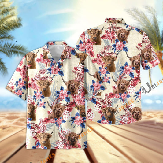 Uni Highland Flowers Cool Summer Pattern Hawaiian Shirt