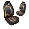 Uni Black Baldy Personalized Name Black And Brown Leather Pattern Car Seat Covers Universal Fit (2Pcs)