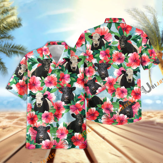 Uni Belted Galloway Garish Floral Hawaiian Shirt