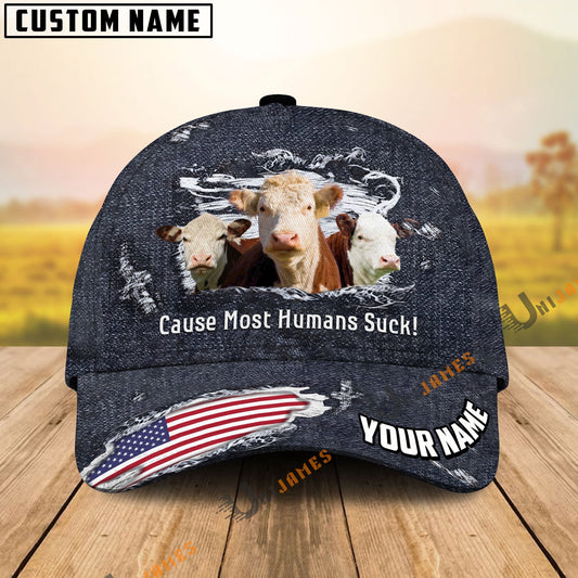 Uni Hereford US Flag Dark Jean Pattern Customized Name Cap