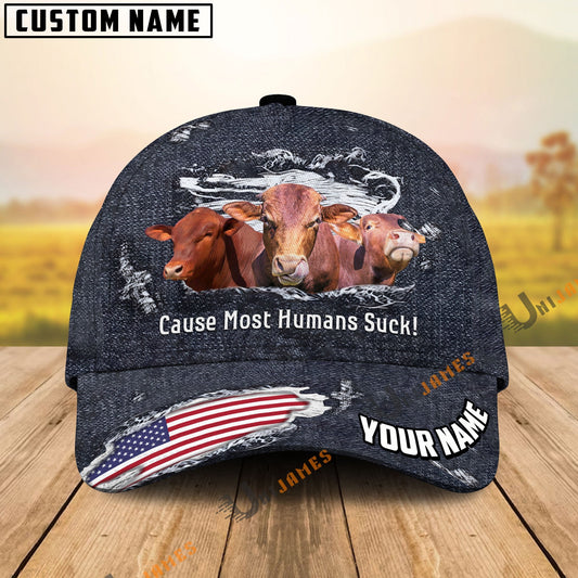 Uni Beefmaster US Flag Dark Jean Pattern Customized Name Cap