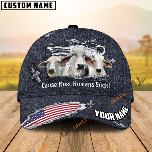 Uni Brahman US Flag Dark Jean Pattern Customized Name Cap