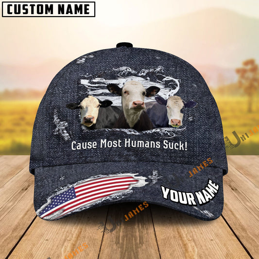 Uni Black Baldy US Flag Dark Jean Pattern Customized Name Cap
