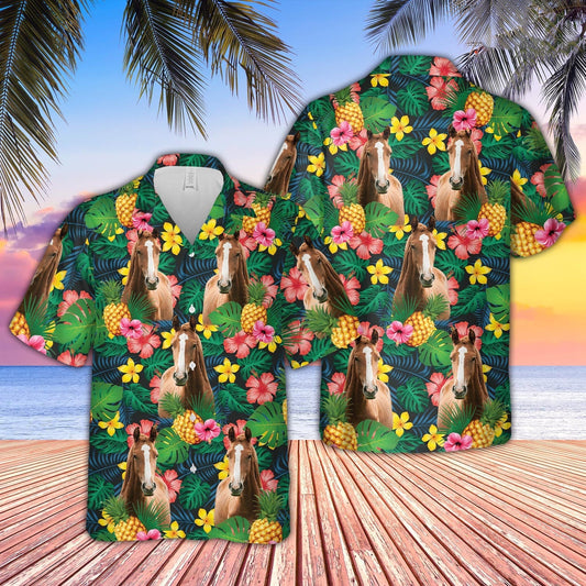 Uni Brown Horse Summer Pattern 3D Hawaiian Shirt