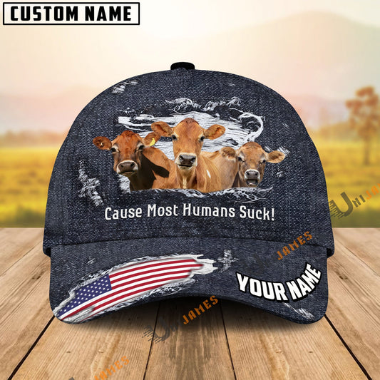 Uni Jersey US Flag Dark Jean Pattern Customized Name Cap
