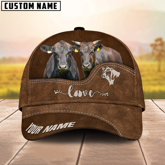Uni Wagyu Love Leather Pattern Customized Name Cap