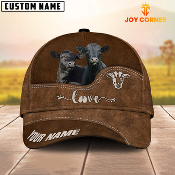Uni Black Angus Love Leather Pattern Customized Name Cap