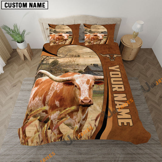Uni Texas Longhorn Premium Brown Pattern 3D Bedding Set