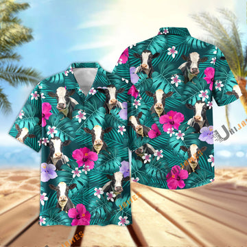 Uni Holstein Green Flowers Summer Pattern Hawaiian Shirt