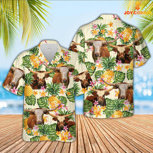 Uni Texas Longhorn Pineapple Pattern Hawaiian Shirt