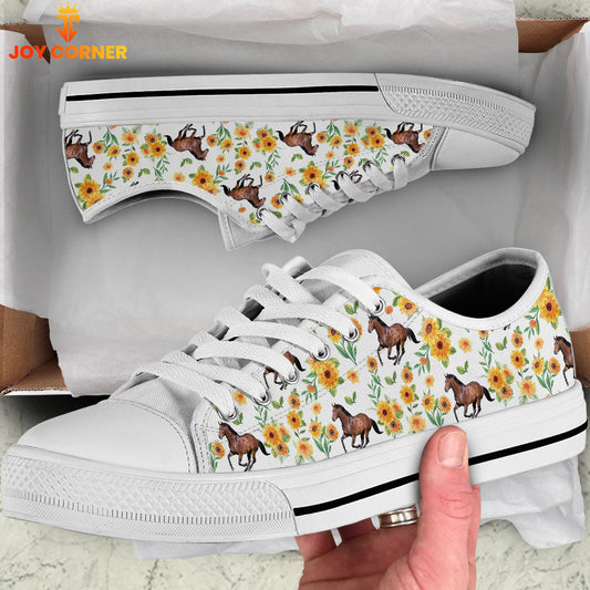 Uni Horse Flower Pattern Low Top Shoes