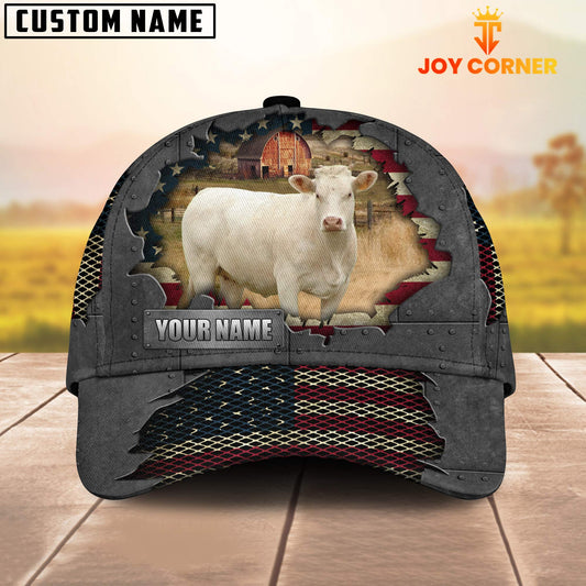 Uni Charolais Customized Name US Flag Net Cap