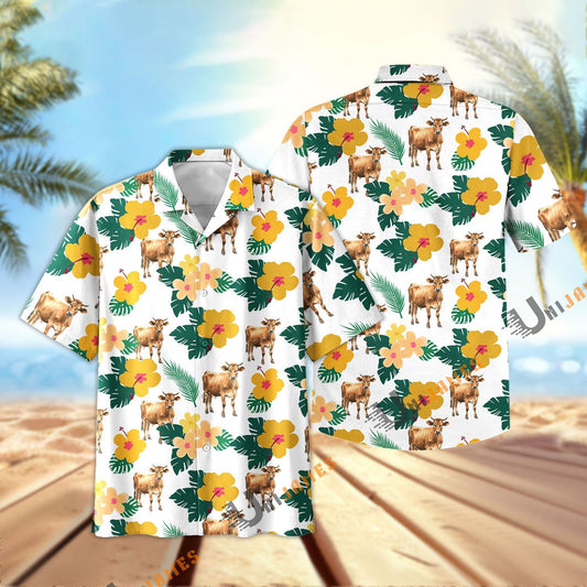 Uni Jersey Summer Flamigo Flower Hawaiian Shirt