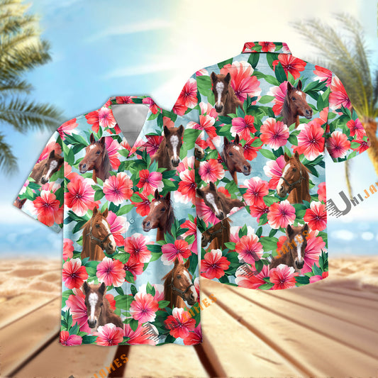 Uni Horse Garish Floral Hawaiian Shirt