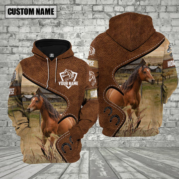 Uni Farm Brown Horse Heart Shape Custom Name 3D Shirts