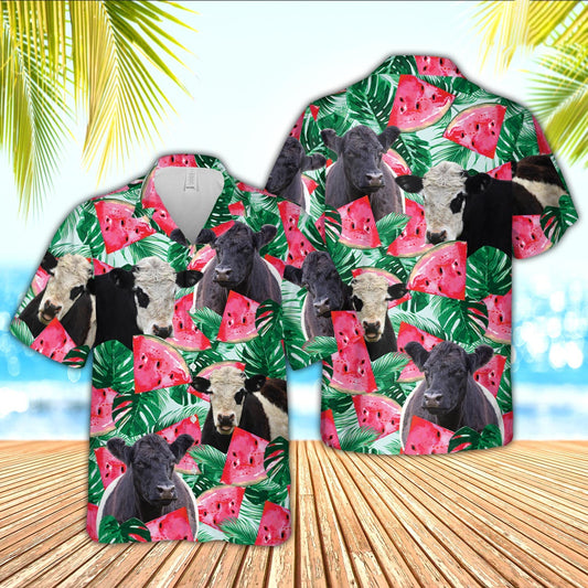 Unique Belted Galloway Watermelon 3D Hawaiian Shirt