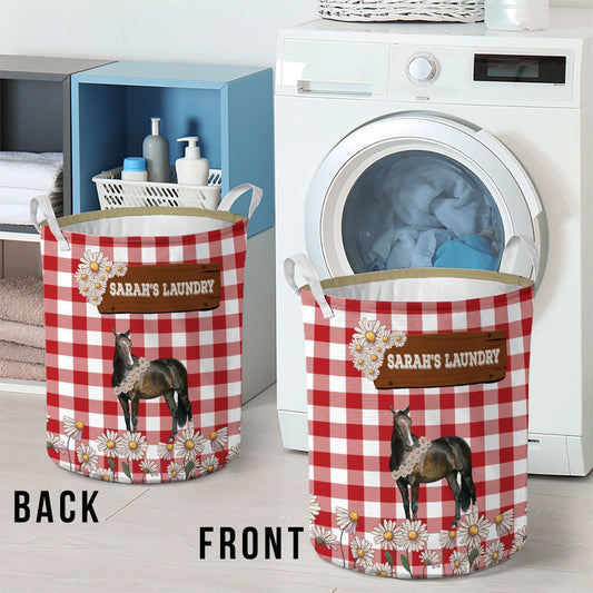 Uni Personalized Horse Daisy Flower Laundry Basket