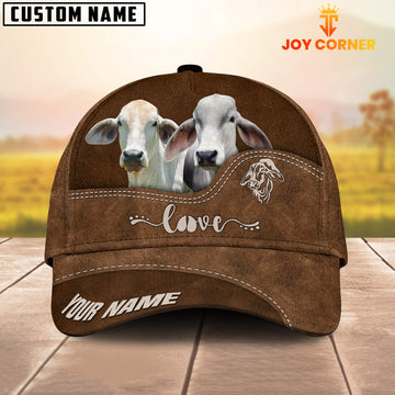 Uni Brahman Cattle Love Leather Pattern Customized Name Cap