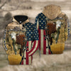 Uni Custom Name Hereford Cattle American Flag 3D Shirt